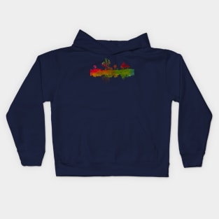 Silhouette Art Lake Shoreline Abstract Red and Green Colours Kids Hoodie